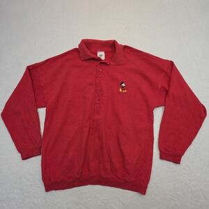 VTG Disney Embroidered Mickey Mouse Henley - Sz XL - Blue Tag Sweatshirt Pilling